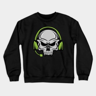 Skull with a headset for Music Lovers Crewneck Sweatshirt